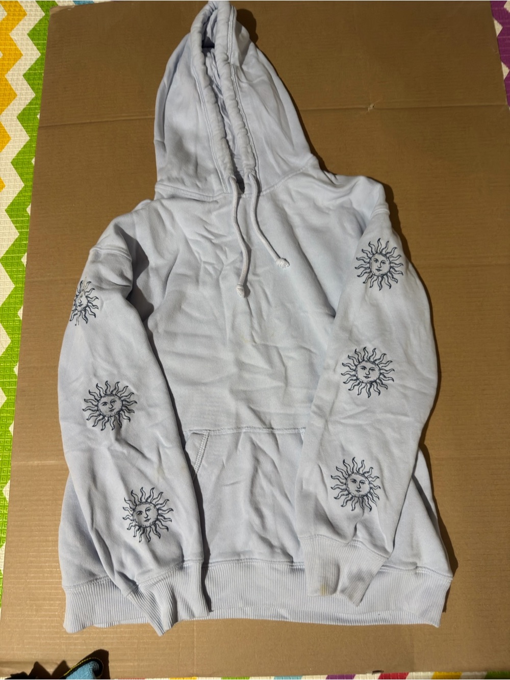 Women Light Blue Sun Graphic Hoodie Sweatshirt